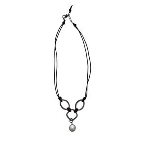 Silpada N1257 Hammered Coin Pearl Leather Necklace